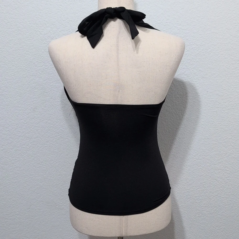 La Blanca Tankini Black Bathing Suit Top Ruched Halter Style Size 6 - Picture 6 of 12